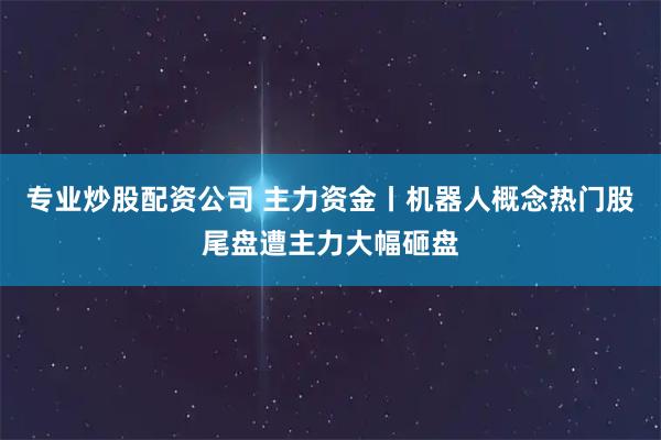 专业炒股配资公司 主力资金丨机器人概念热门股尾盘遭主力大幅砸盘